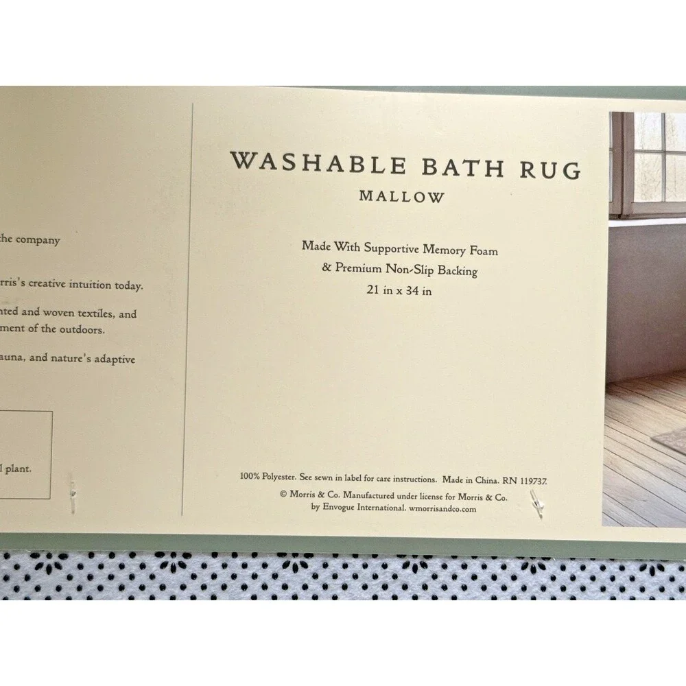Morris & Co Bathmat Mallow Floral Beige Washable Memory Foam Non-skid